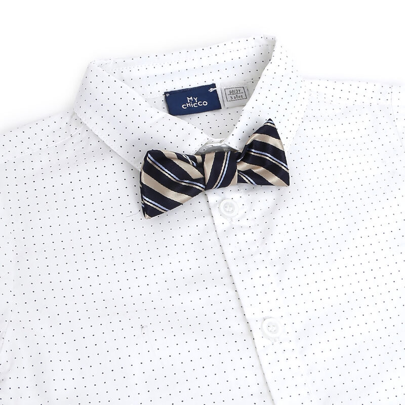 Boys White Printed with Bow Long Sleeve Shirt image number 2